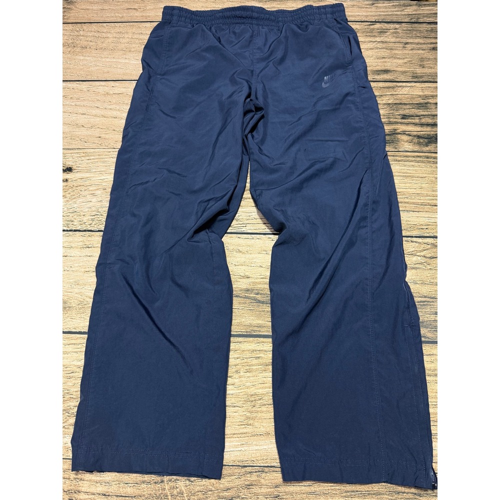VTG Nike Track Pants Mens L Navy Blue Sportswear Mesh Lined Ankle Zip 274010-451